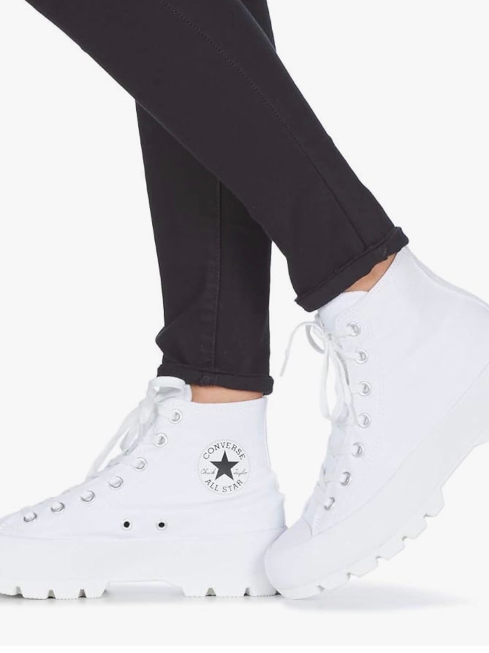 WHITE PLATFORM CONVERSE SHOES SIZE 8